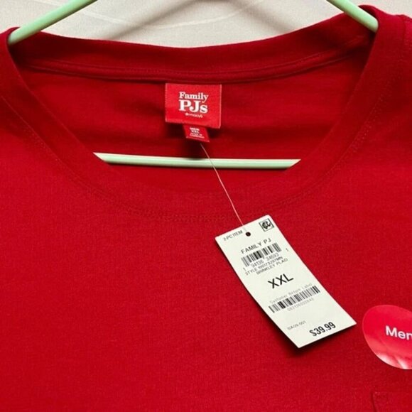 Macy's Family PJs Men's Pajama Top Only XXL Red Long Sleeve Pocket Soft Tee NWT - Picture 11 of 12